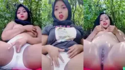 Masturbasi Mengenakan Jilbab Di Tengah Hutan Secara Langsung