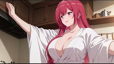 Anak Tiri Pulang Cepet, Lihat Istri Bapak Lagi Masak Pake Baju Tidur Super Tipis. Kureha Enomoto Cosplay Panas Bikinan Ai.
